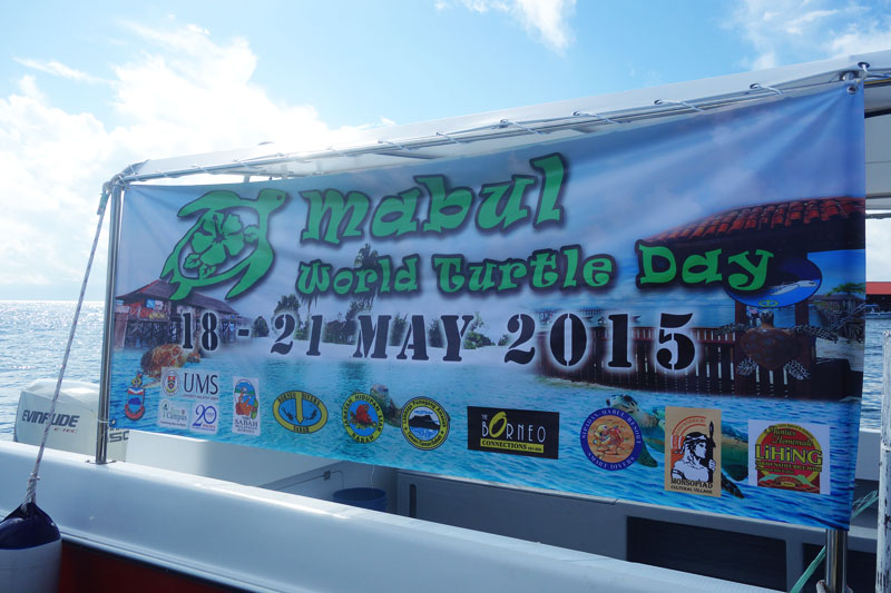 Mabul World Turtle Day Banner at Mabul Turtle Week  - Sipadan, Malaysia