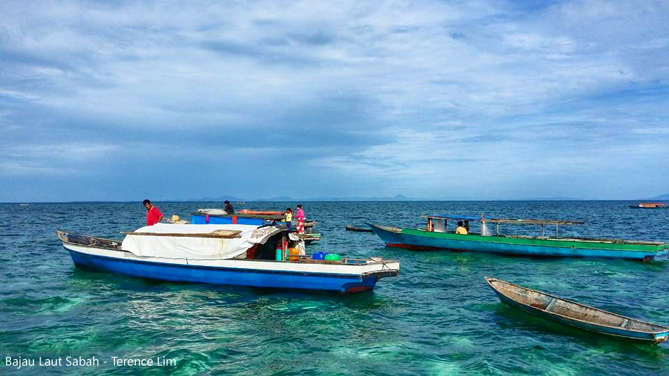 Spear fishing, Malaysia. Bajau sea gypsy spearfisherman freediving